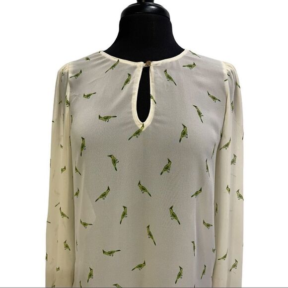𝅺forever21 Sheer Parrot Print Blouse Sz S - Picture 3 of 13